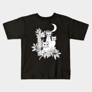 Bewitched Cats - b&w version Kids T-Shirt